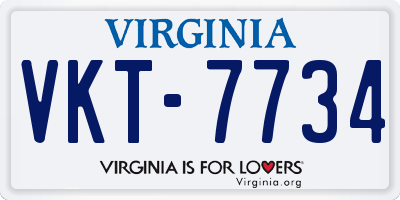 VA license plate VKT7734