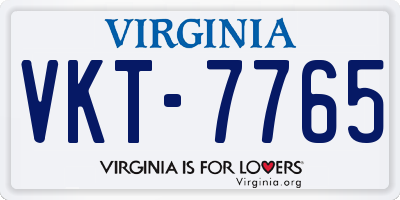 VA license plate VKT7765