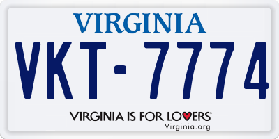 VA license plate VKT7774