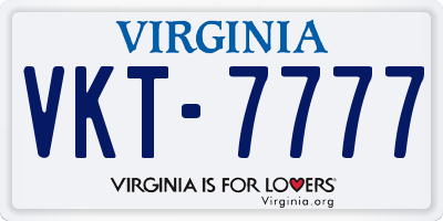 VA license plate VKT7777