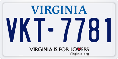 VA license plate VKT7781