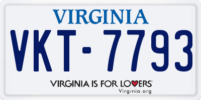 VA license plate VKT7793