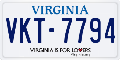 VA license plate VKT7794