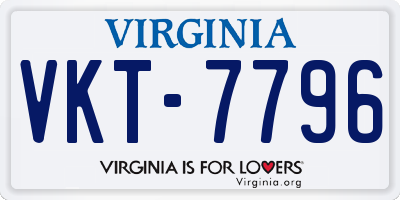 VA license plate VKT7796