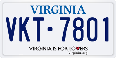 VA license plate VKT7801