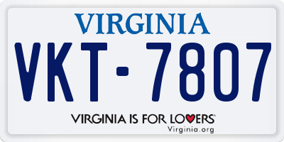 VA license plate VKT7807