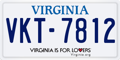 VA license plate VKT7812