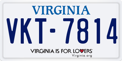 VA license plate VKT7814