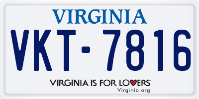 VA license plate VKT7816