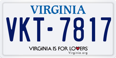 VA license plate VKT7817