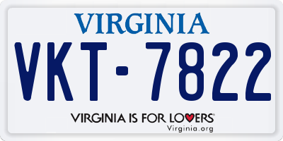 VA license plate VKT7822