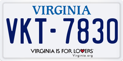 VA license plate VKT7830