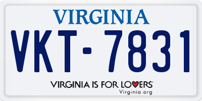 VA license plate VKT7831