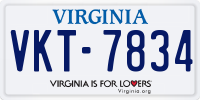 VA license plate VKT7834