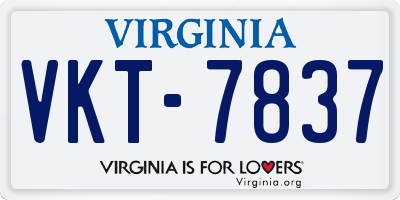 VA license plate VKT7837