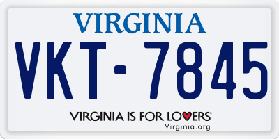 VA license plate VKT7845