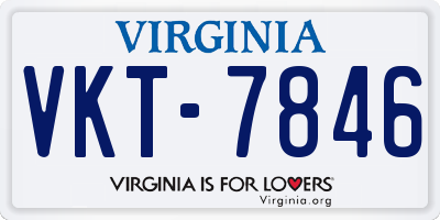 VA license plate VKT7846