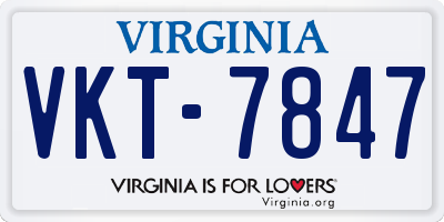 VA license plate VKT7847