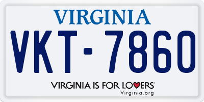 VA license plate VKT7860