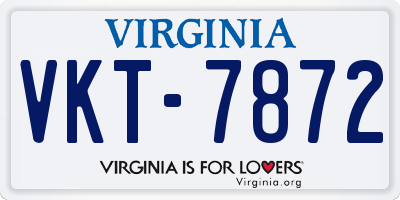 VA license plate VKT7872