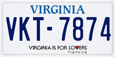 VA license plate VKT7874