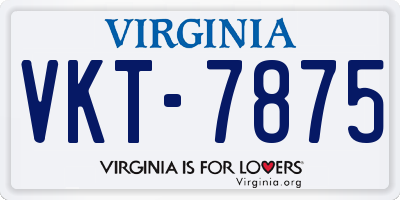 VA license plate VKT7875