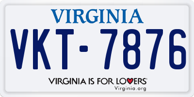 VA license plate VKT7876