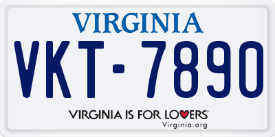 VA license plate VKT7890