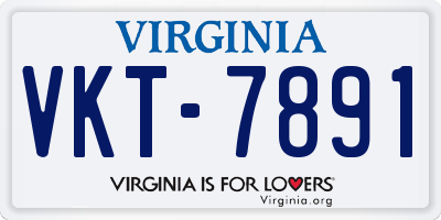 VA license plate VKT7891