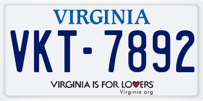 VA license plate VKT7892