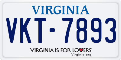 VA license plate VKT7893