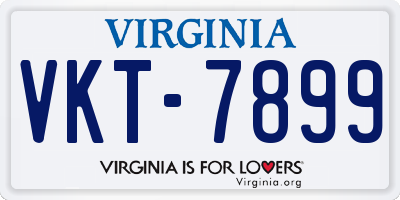 VA license plate VKT7899