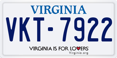 VA license plate VKT7922
