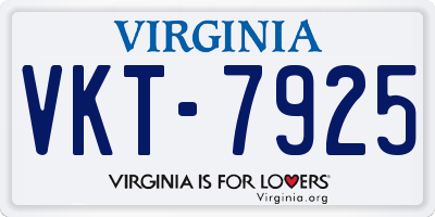 VA license plate VKT7925