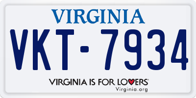 VA license plate VKT7934