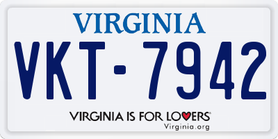 VA license plate VKT7942