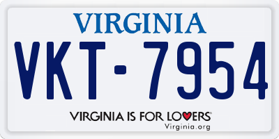 VA license plate VKT7954