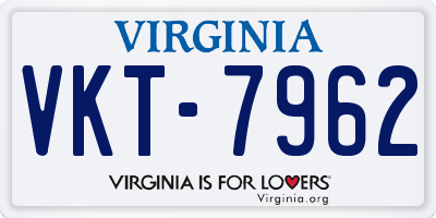 VA license plate VKT7962