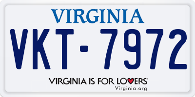 VA license plate VKT7972