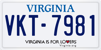 VA license plate VKT7981