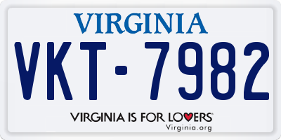 VA license plate VKT7982