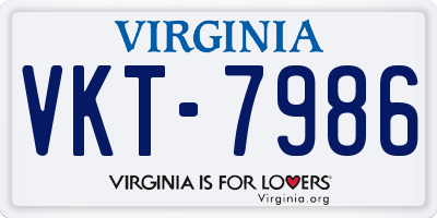 VA license plate VKT7986