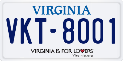 VA license plate VKT8001
