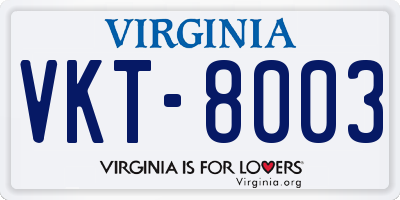VA license plate VKT8003