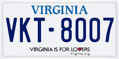 VA license plate VKT8007