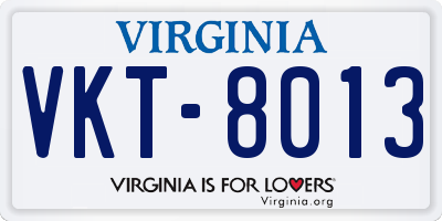 VA license plate VKT8013