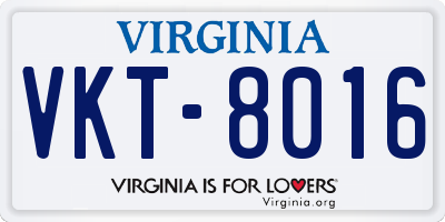VA license plate VKT8016