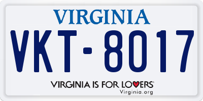 VA license plate VKT8017