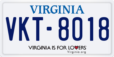 VA license plate VKT8018
