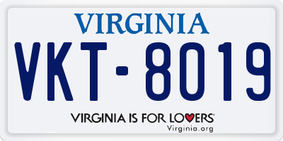 VA license plate VKT8019